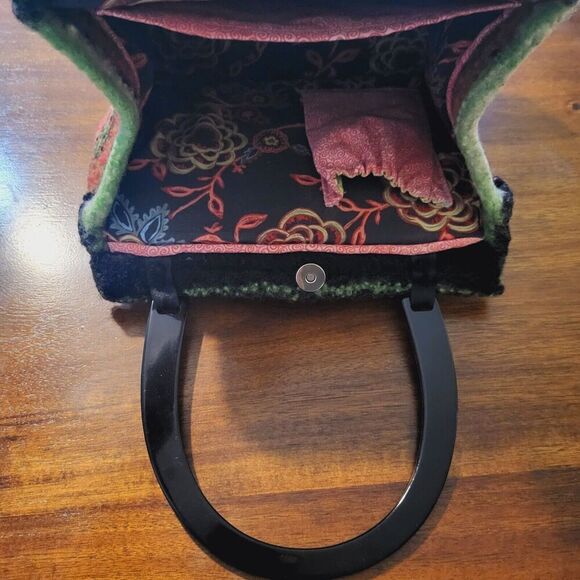 Rare USA TM 319644 Vintage Y2K Knit Felt Multi - Melamine Handle Bag Hippie Boho - Picture 5 of 10